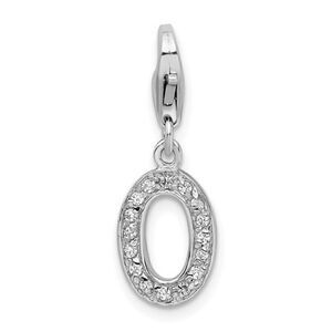 Amore La Vita Sterling Silver Rhodium-plated Polished CZ Letter O Initial Charm